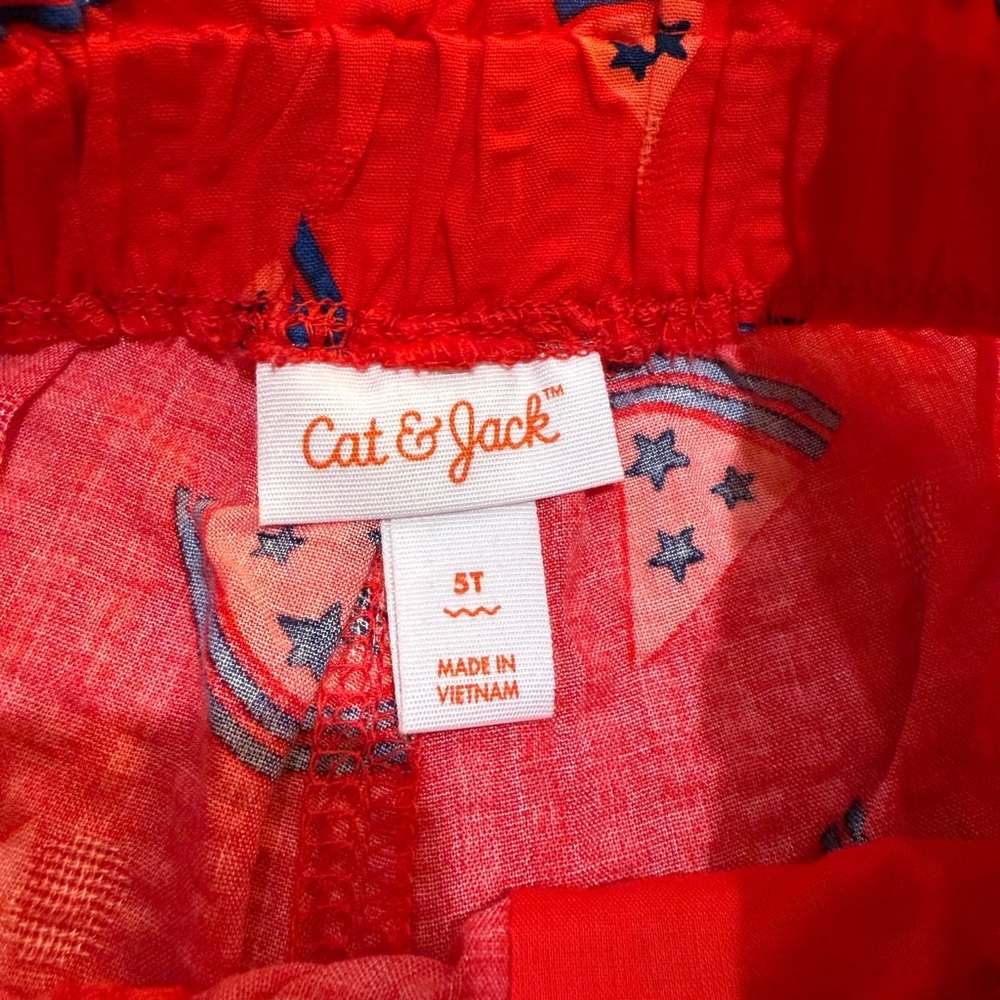 Cat & Jack Girl’s Shorts and Top Set Red and Blue Size 5T - Picture 6 of 9